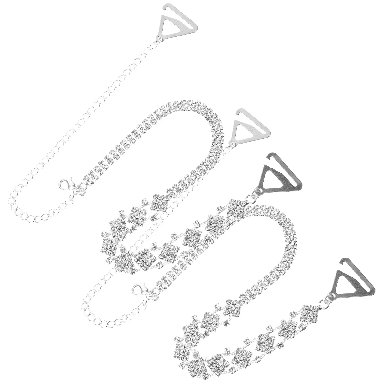 2 個のブラストラップラインストーン装飾金属取り外し可能な交換用ショルダーストラップストラップレスドレスパーティービーチアクセサリー用