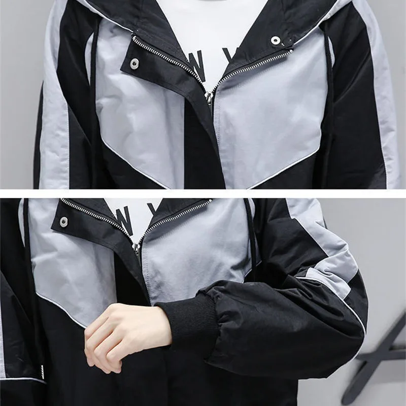 2024 New Fashion Windbreaker Women\'s Jacket Coat Long Sleeve Hooded Jackets Female Outerwear