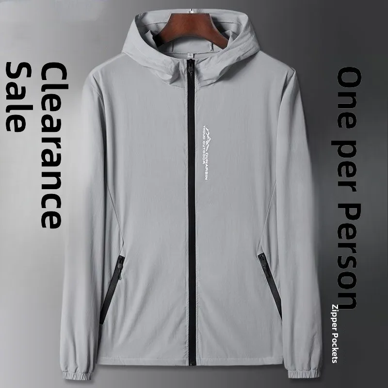 

Men's Summer Ice Silk Thin Sun Protection Clothing Breathable Fiing Jaet Comfortable Versatile New Model Long Sve Hoodie