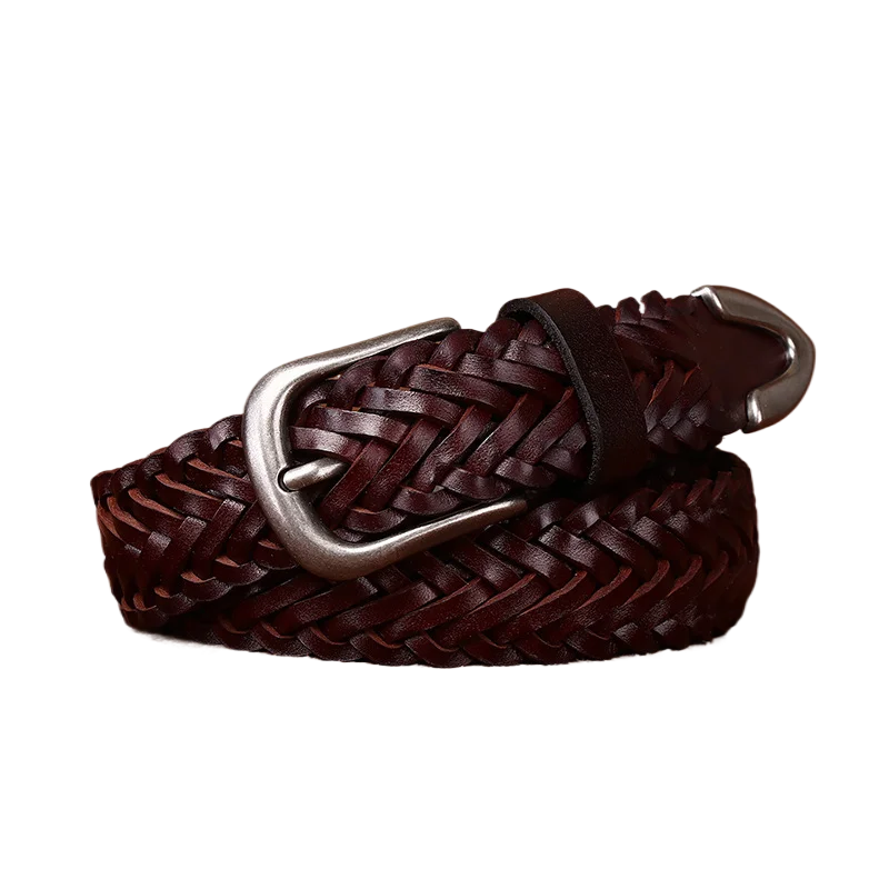 2.8cm Women's Genuine Leather Belt First Layer Cowhide, Hand-woven, Versatile and Fashionable