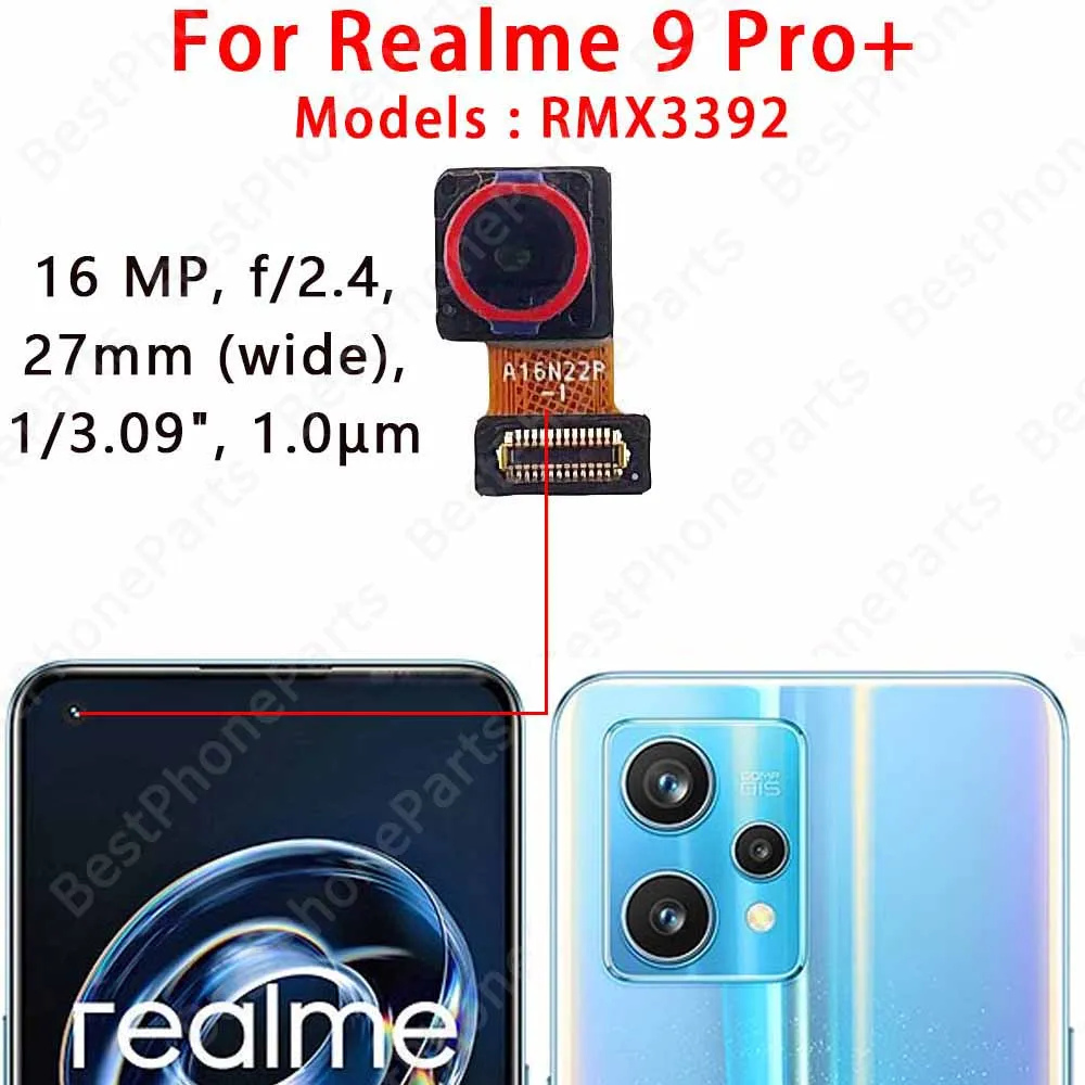 الكاميرا الخلفية الأمامية والخلفية لـ Realme 9 Pro 9Pro + 10 Realme10 4G وحدة الكاميرا الرئيسية التي تواجه قطع غيار الكابلات المرنة