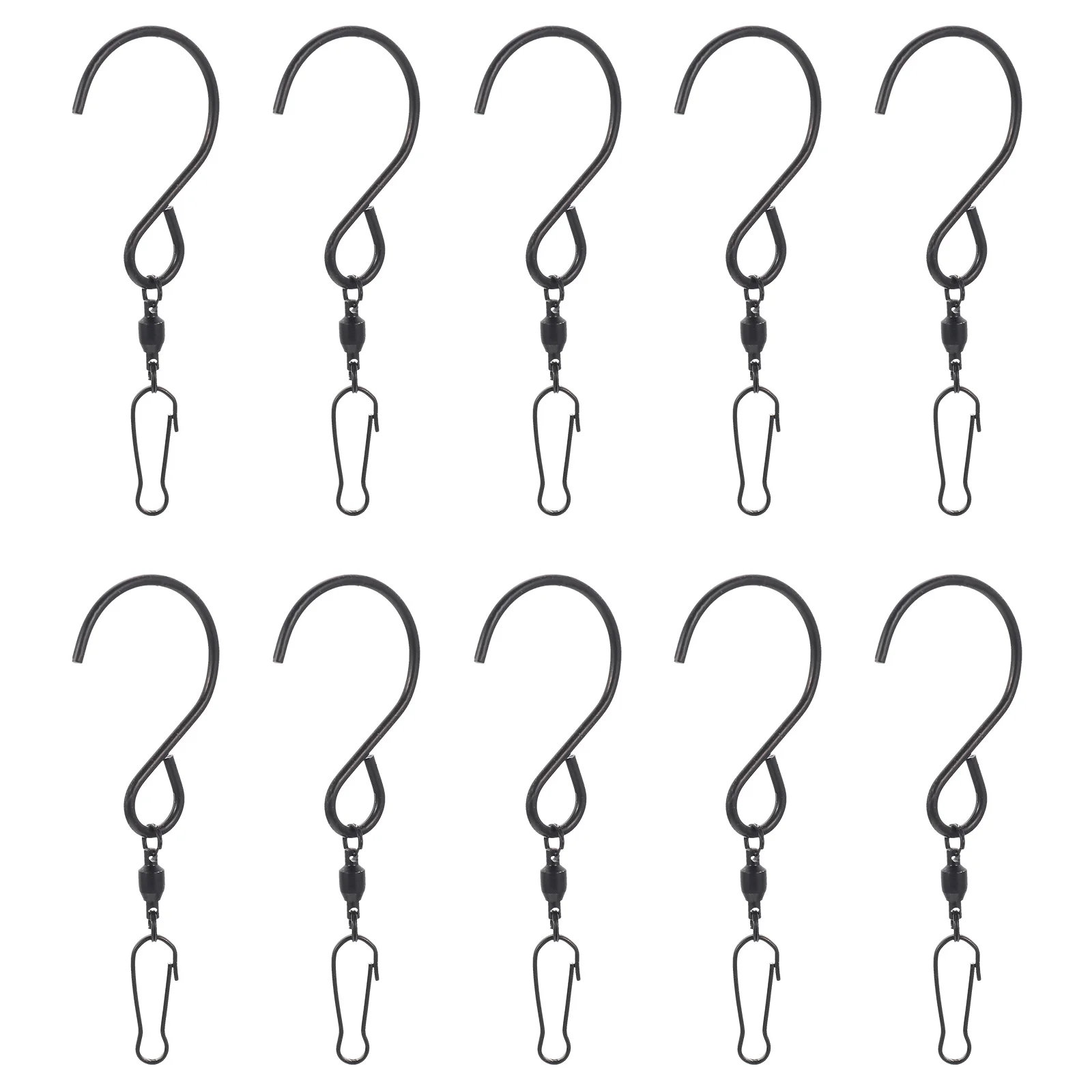 

10Pcs Stainless Steel Bearing Hooks Black 8Cm Swivel Wind Chime Hangers Rotary Display Outdoor Decor Hanging Accessories For