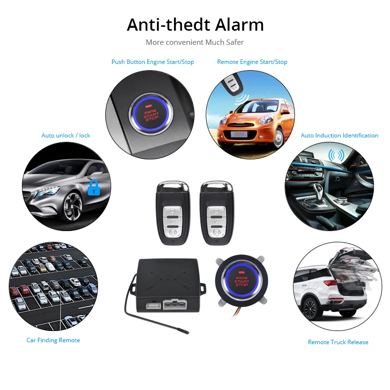 Autostart Kit Keyless Push Start System Accessorie Universal 12V Car Alarm sistema di arresto di avvio automatico telecomando accensione del motore