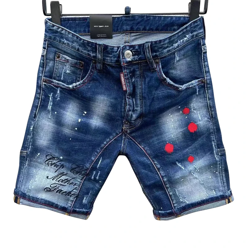 starbags dsq DT128 New Denim Shorts Men's fit Straight stretch quarter shorts European Leg High quality shorts