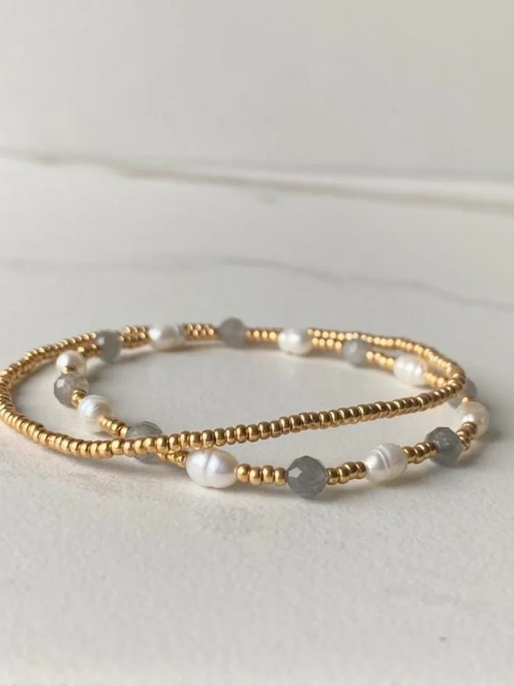 

CCGOOD 2pcs Natural Stone Bracelet for Women Freshwater Pearl Bracelets MIYUKI Glass Beads Handmade Bracelets Jewelry