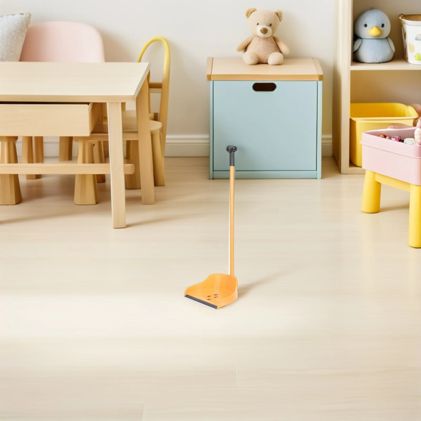2Pcs Kids Cleaning Set Mini Broom Dustpan Tiger Pattern Pretend Play Household Role Play for Toddlers Preschool Boys Girls