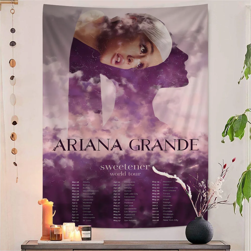 Singer Ariana-Grande Portrait Hippie Wall Hanging Tapestries For Living Room Home Dorm Decor Kawaii Room Decor