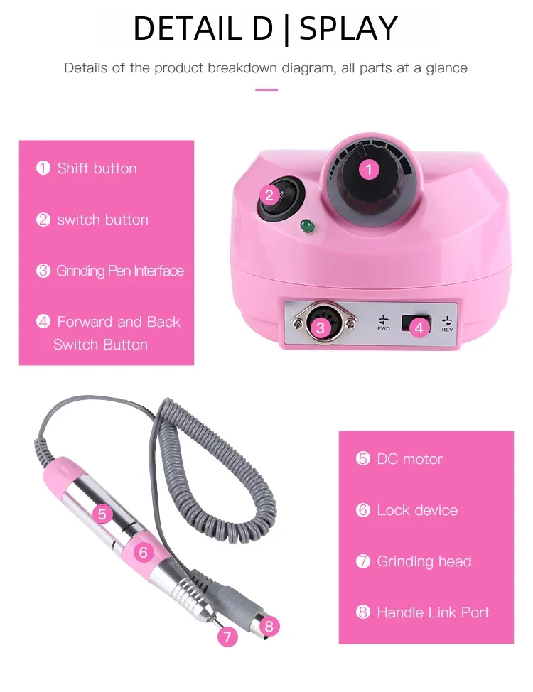 

Фрезер Электрический Профессиональный для маникюра, 25000 об./мин.