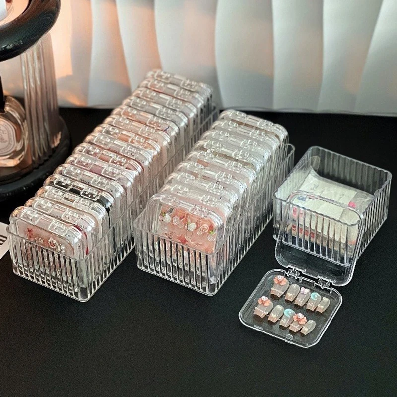 Scatola portaoggetti per Nail Art con scatola espositiva per armature collezione di punte per unghie Organizer professionale per Nail Works