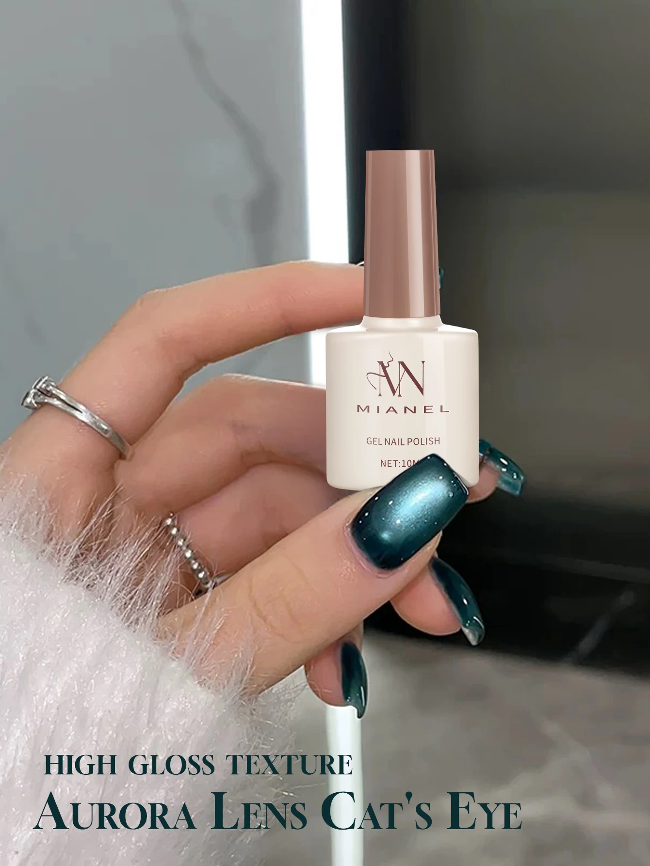 MN 10ML Winter Top Selling Aurora Realm Nail Art Cat Eye Gel Nail Polish 2024 Whitening Glass Bead Gel Polish Crystal Blue Amber