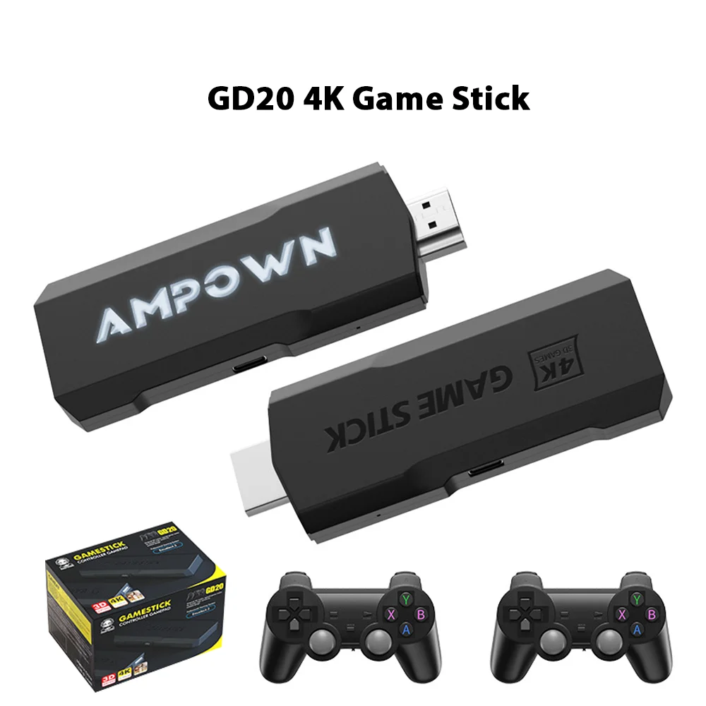 Ampown GD20 Game Console 4K 60fps HDMI Low Latency Output GD10 Ultra GD20 TV Game Stick Portable Retro Console Built-in 70K Game