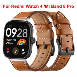 Bracelet en cuir pour Xiaomi Mi Band 8 Pro, bracelet Correa, connecteur en métal pour Redmi Watch 4, accessoires de bracelet de remplacement