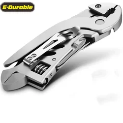 E-durable Multitool Wrench With 7 Tools Portable Folding Multifunctional Adjustable Multi Purpose Stainless Steel Pliers