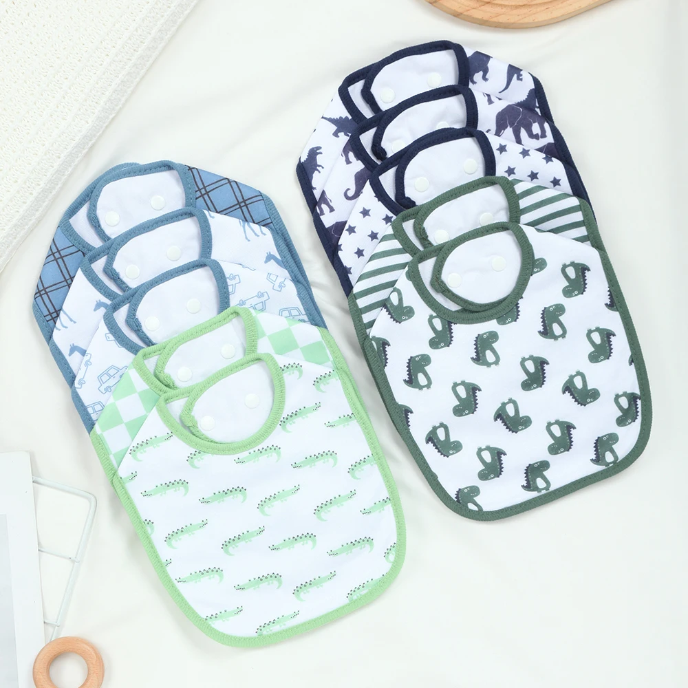 

Набор из 10 регулируемых нагрудников на кнопках для мальчиков, удобные впитывающие нагрудники для новорожденных, водонепроницаемые и мягкие