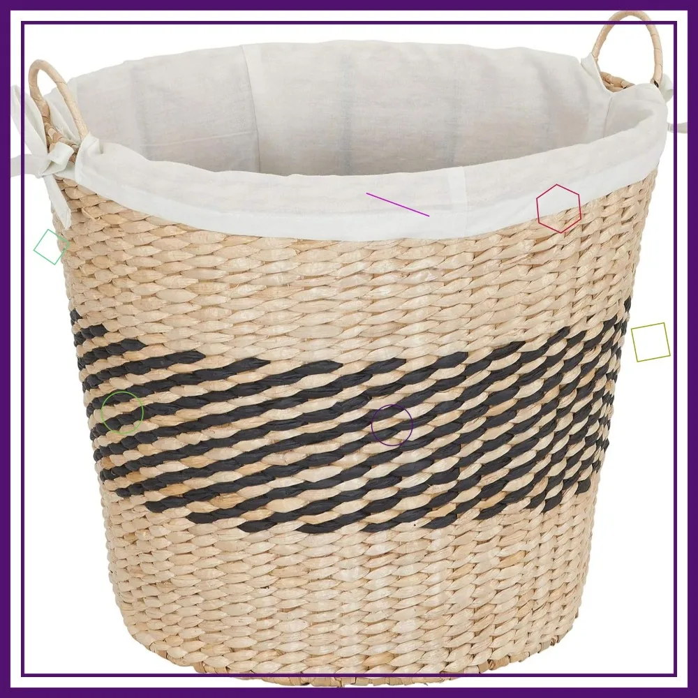 

Большая тканая корзина для белья с ручками и вкладышем | Черно-коричневая корзина для хранения для домашней организации