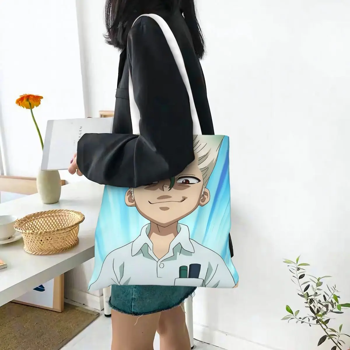 Senku Ishigami Dr Stone Apan аниме сумки для покупок парусиновая большая сумка складная женская сумка через плечо дорожная сумка