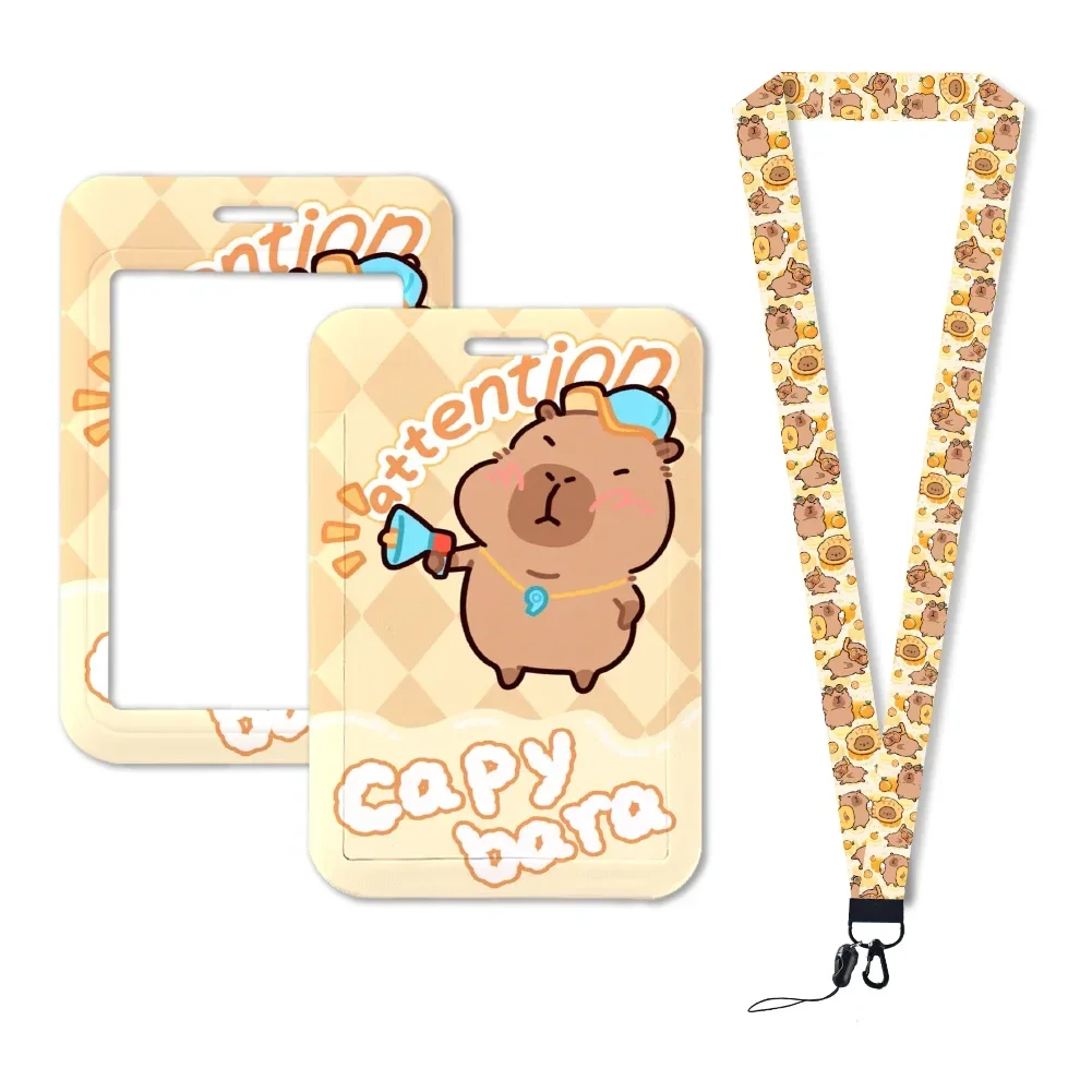 Cute Capybara Lanyards Keychain Badge Holder Id Credit Card Pass Hang Rope Lanyard For Keys Accessories Gifts