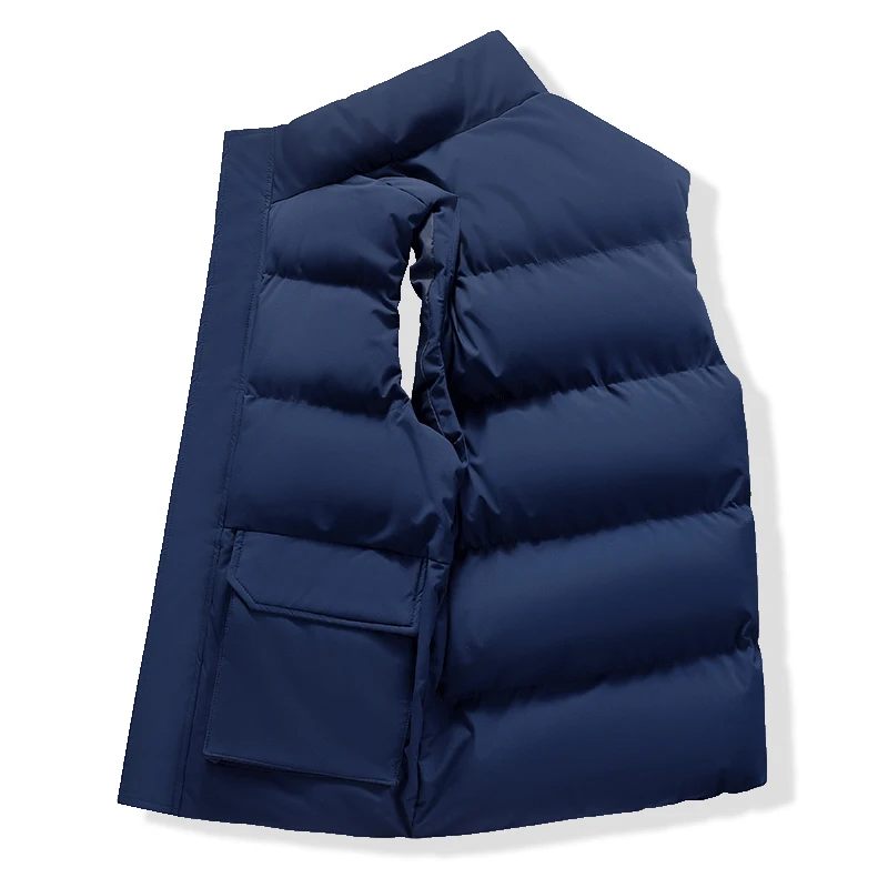 Abbigliamento uomo senza maniche addensato caldo resistente al vento Gilet in cotone di alta qualità Tinta unita Comodo cerniera Roupas Masculinas