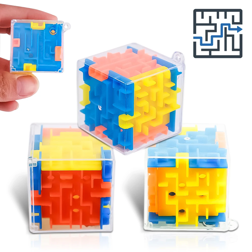 2PCS Children's Educational Ball Maze Desktop Game 3D Three-dimensional Barrier Box Bead Maze Students Early Education Toys