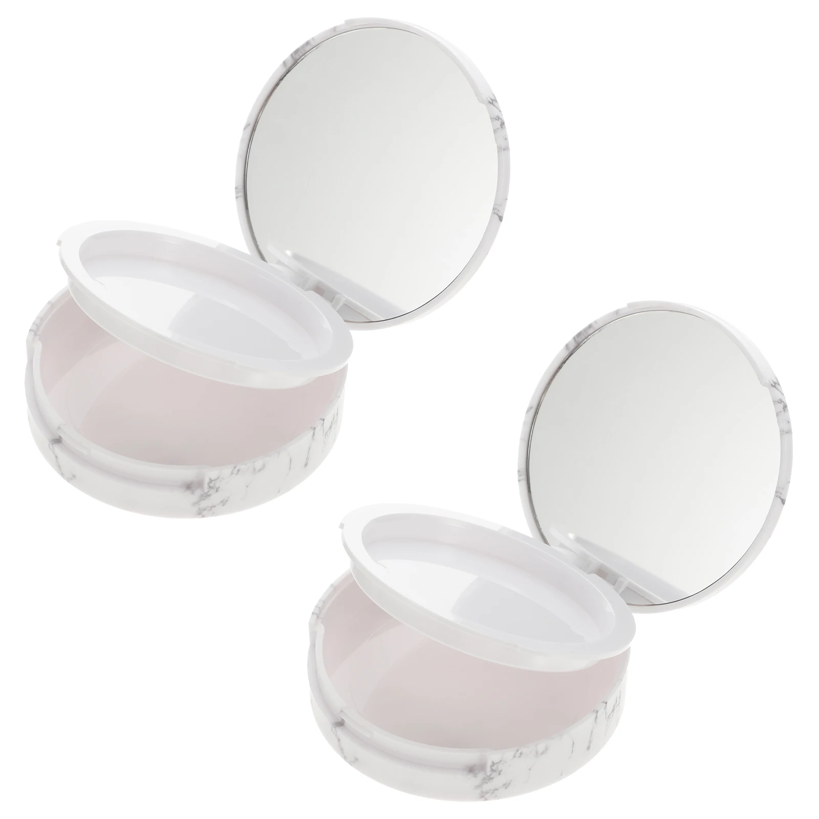 2 Stück Marmormuster-Puderbehälter, hochwertiger auslaufsicherer Acrylbehälter für den täglichen Gebrauch auf Reisen, gepresste Puderbox, leer