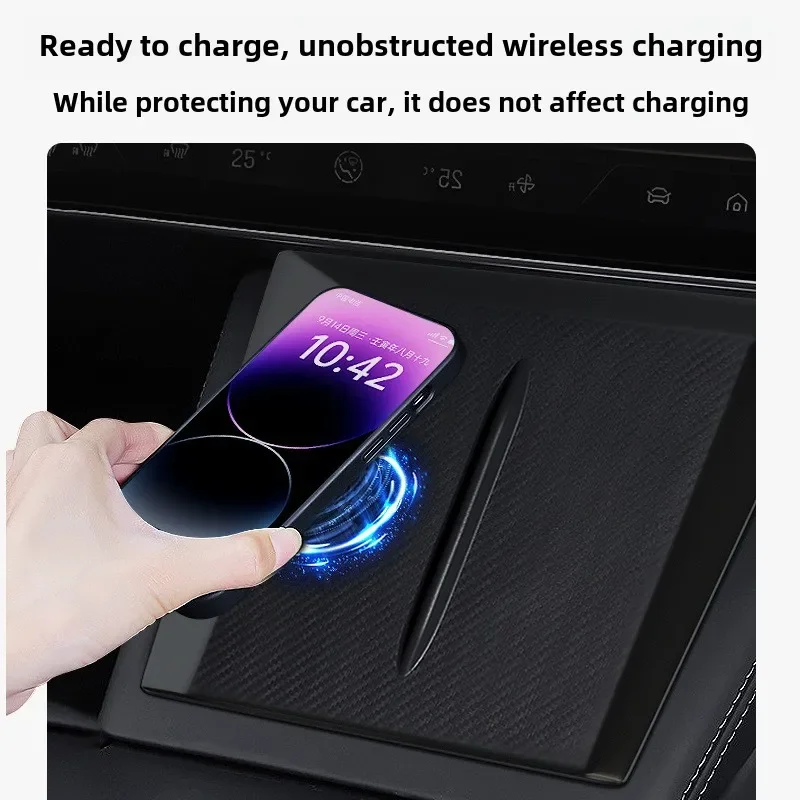 2024 Wireless Charging For Tesla Model 3 Highland Pad Non-Slip Mat with Side Storage Organizer Tray Model3 Charger Protect Cove