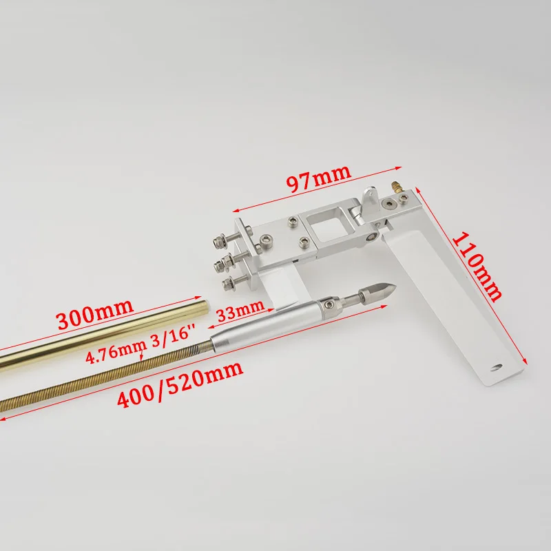 RC4.76mm 3/16 ''Lengte 400/520mm Flex Kabel As Beugel Met Roer Drive Hond Prop Moer pakking Messing Buis PTFE Pijp voor RC Boot