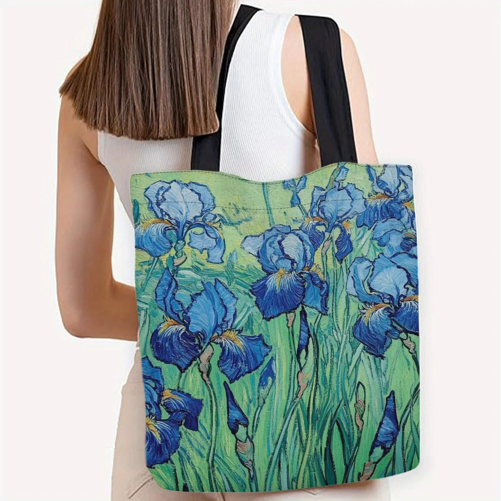 1pc Tote Bag Featuring The Beautiful Irises by Vincent Van Gogh, a Stylish And Practical Handbag for Organizing Personal Items - view 3