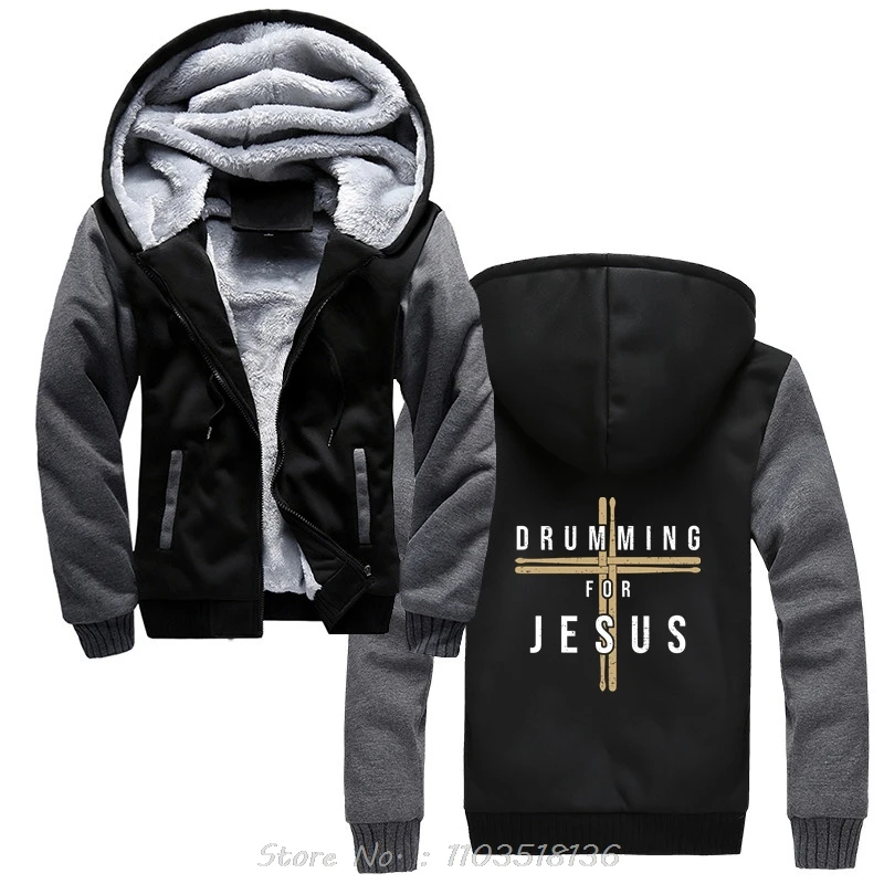 Funny Drummer Drumming Drums Percussion I Jesus Christian Church Hoodie Streetwear Birthday Gifts Hoody Jacket Zip Up Hoodies