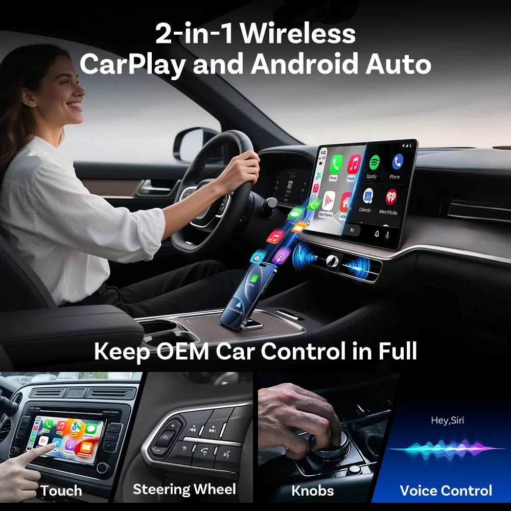 GetPairr Kabelloser CarPlay-Adapter und Android Auto Wireless-Adapter 2-in-1 USB-A Kabelgebunden zu Kabellos Auto-Dongle 5S Automatische Verbindung Plug & Play für Autos mit werkseitig installiertem CarPlay oder Andro – Detail 4