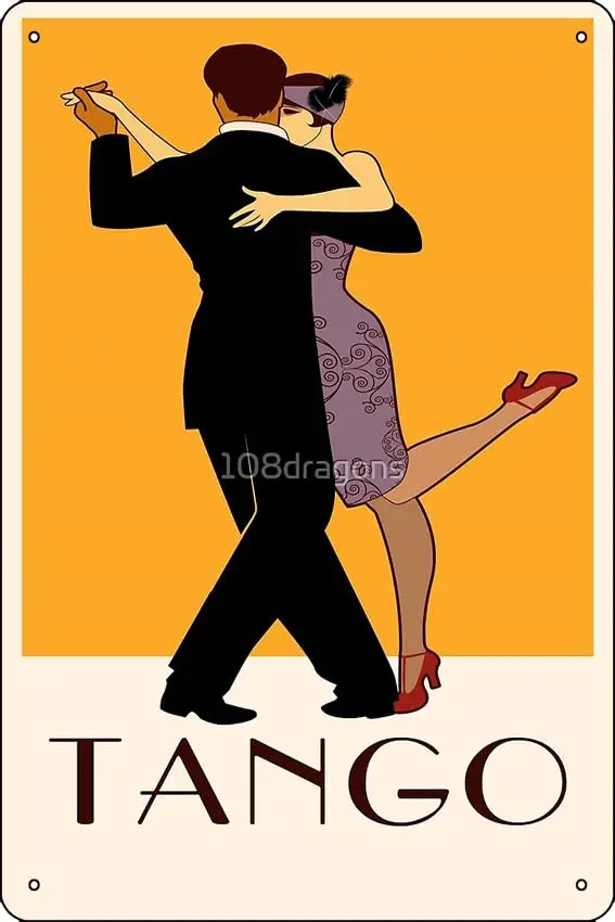 Art Deco Argentine Tango A Dreamer`s Dance Vintage Retro Art Argentina Buenos Aires Montevideo Poster Metal Tin Sign  Funny Man