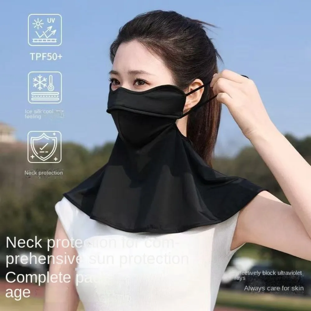 

Thin Solid Color Sunscreen Face Cover Face Protection Dustproof Ice Silk Mask Neck Gaiter Scarves UV Protection Veil Summer