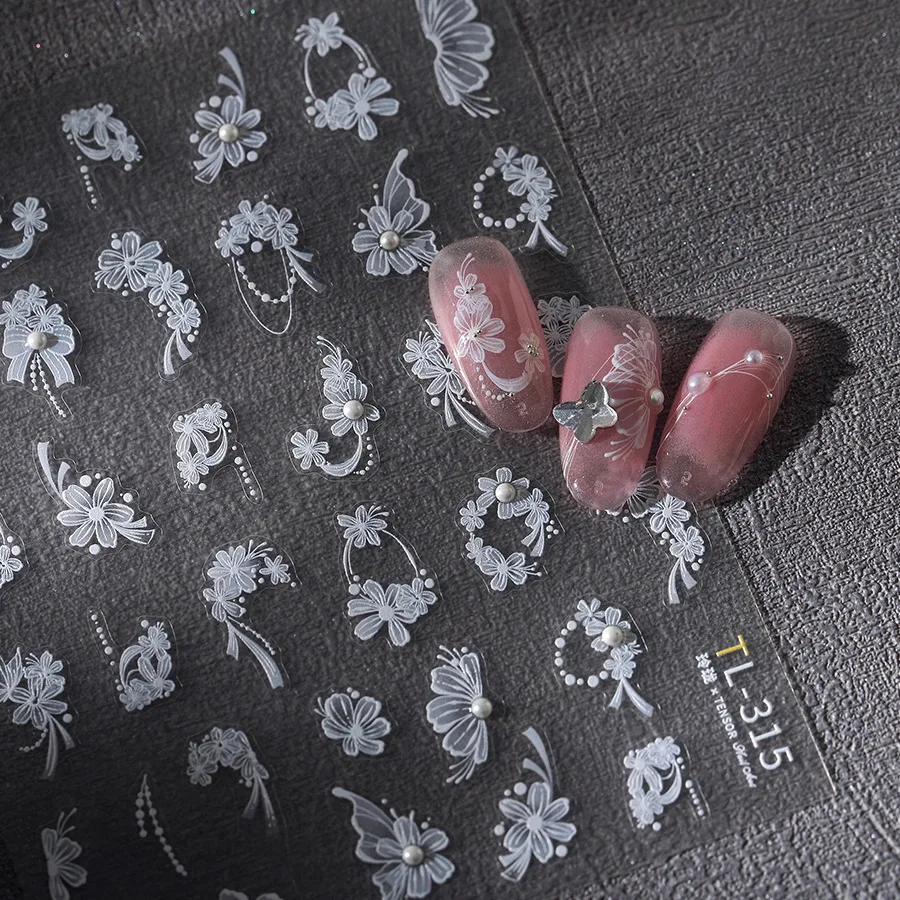 

5D-наклейки для ногтей с кристаллами и бриллиантами, изысканные кружевные цветочные ретро-наклейки для дизайна ногтей, японские украшения для маникюра
