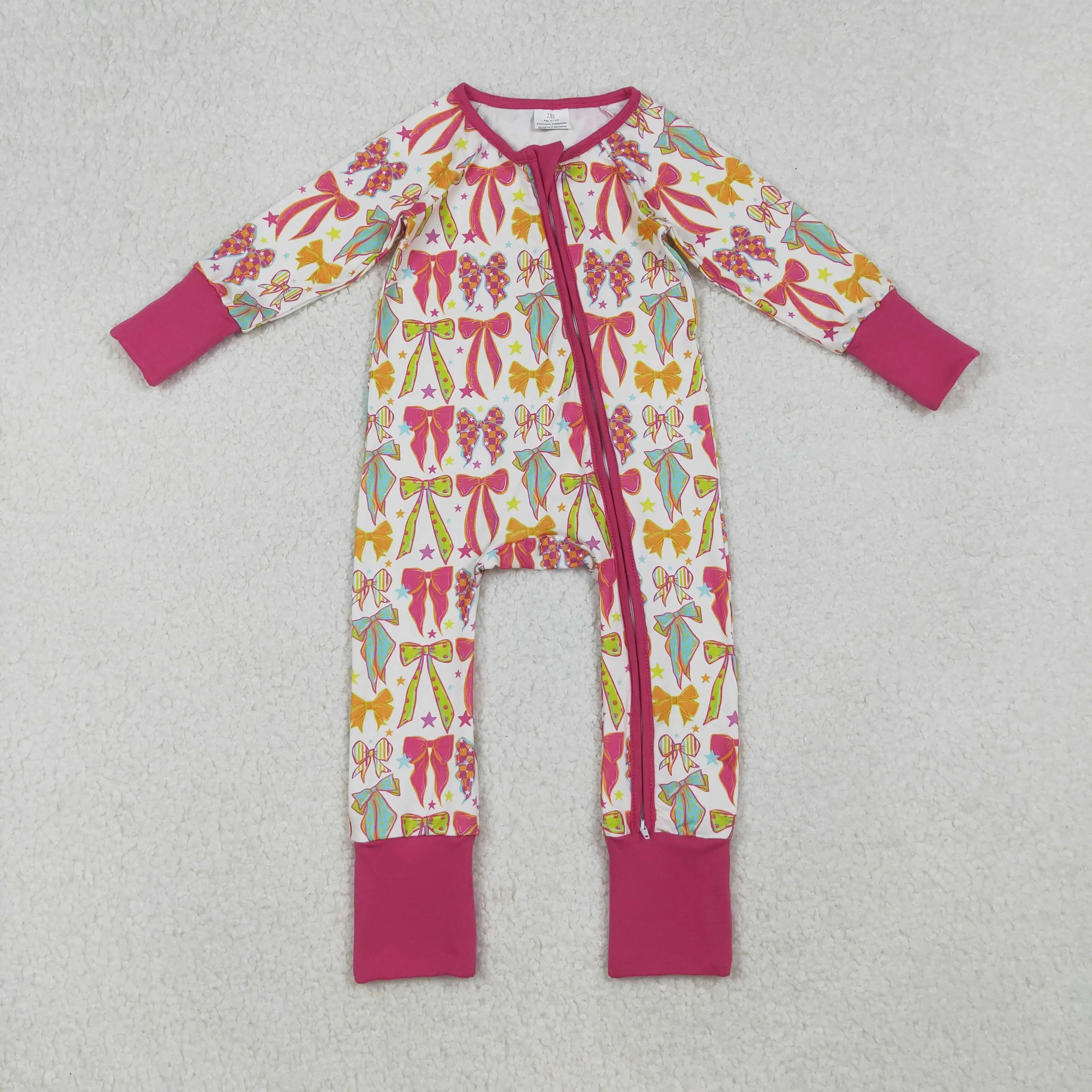 

x9.11 Long sleeve jumpsuit New winter baby girls romper wholesale bow pattern star rose red zipper