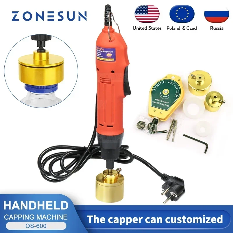 ZONESUN-Máquina Manual de tapado de botellas, sellador de tapas de rosca de 10-30MM