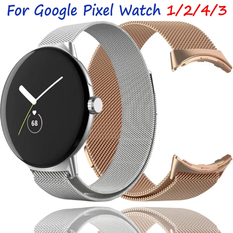 Milanaise-Armband für Google Pixel Watch 3/4 41 mm, Edelstahl-Metall-Magnetschlaufenarmband für Google Pixel Watch 2/1 Zubehör