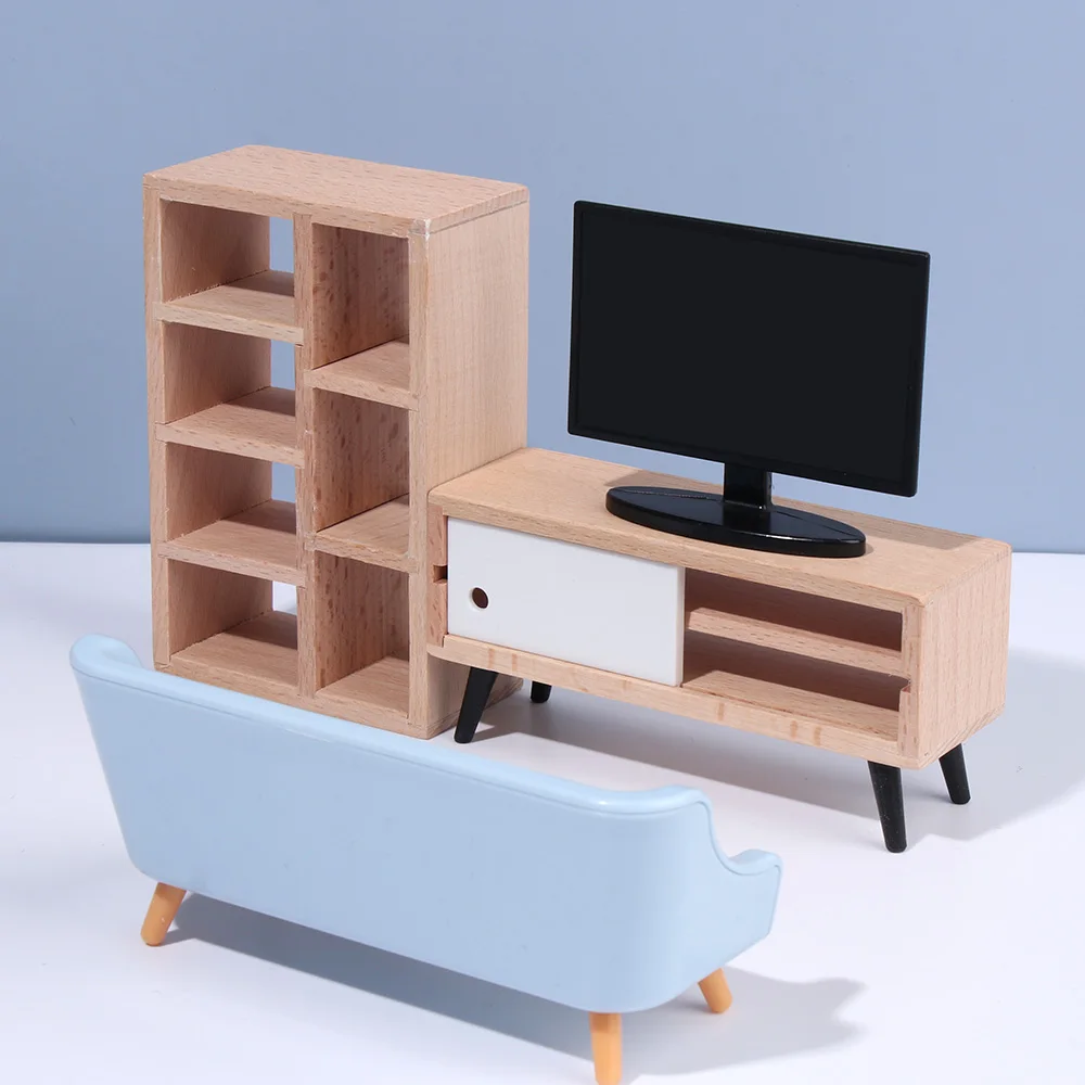 1:12 puppenhaus Möbel Holz Miniatur Schrank Bett/Couch/Stuhl/TV Für Mädchen Puppen Puppe Haus Zubehör Pretend spielen Geschenke