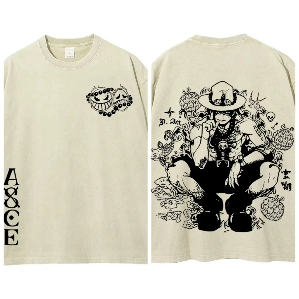 Uma peça 2026 nova camiseta impressa quente casual verão wear roupas de rua masculina camiseta lavada e velho confortável pop