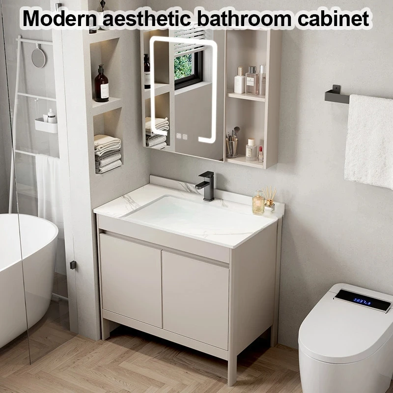 Floor Standing Bathroom Cabinet Combination With Ceramic Washbasin Bathroom Vanity Integrated With Washing Sink Toilet Furniture