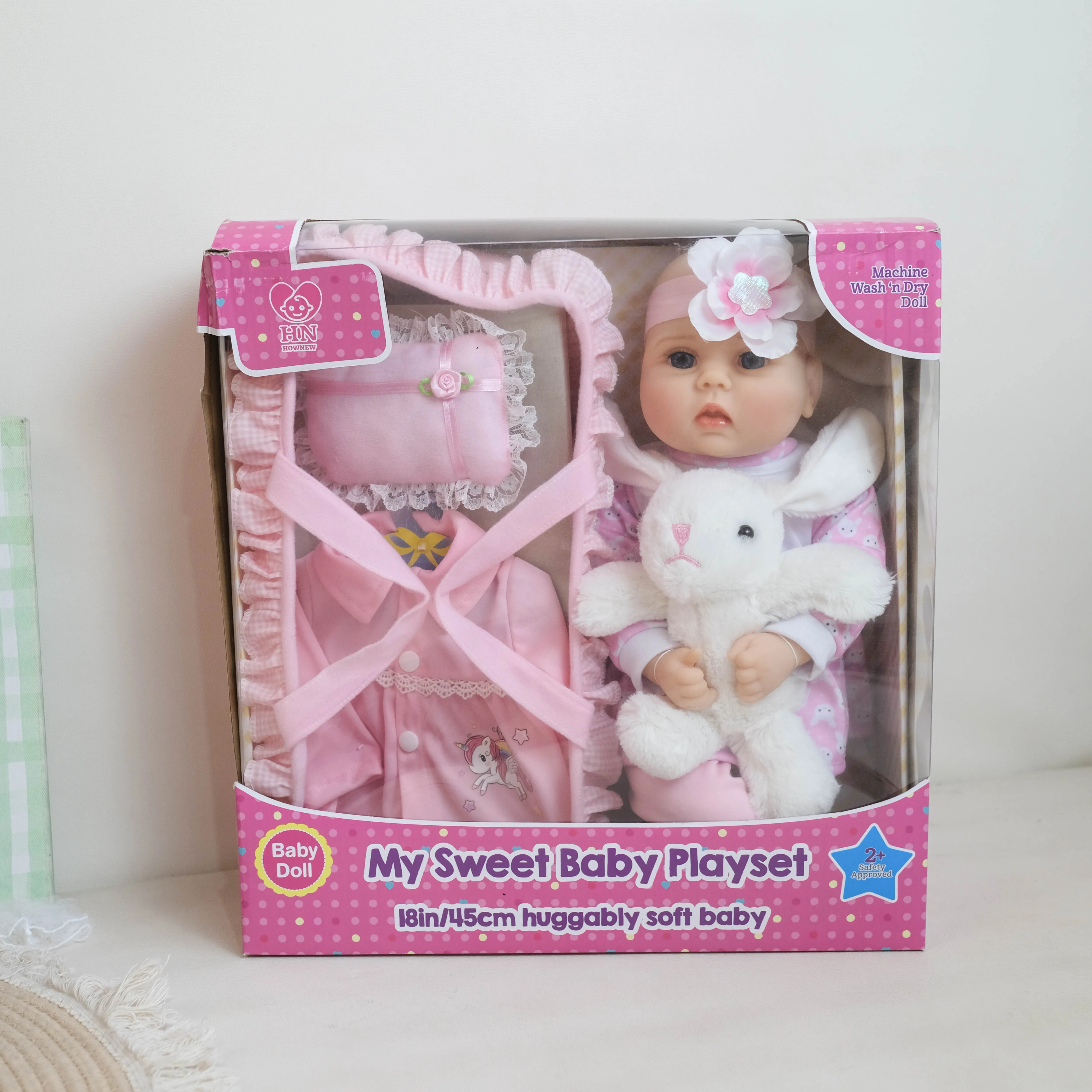 

NPK 18inch Baby Girl Doll Toy Set with Sleeping Basket And Accessories Soft Body Snuggling Doll Ideal Gift for Children