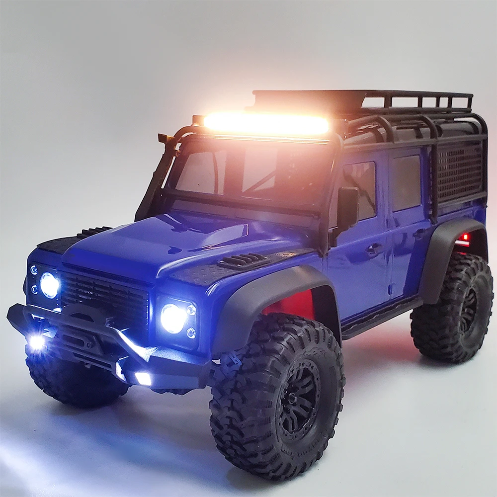 YEAHRUN-luz de techo de plástico, 6 luces LED, barra de foco, faros traseros para 1/18 RC Crawler TRX4M Bronco Defender Parts