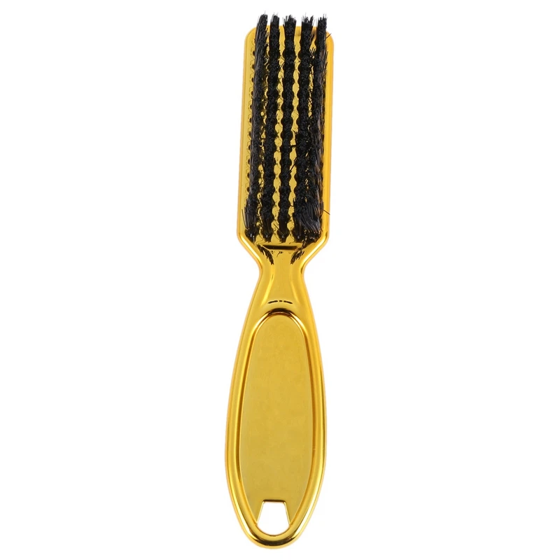 New-Fade Brush Comb Scissors Cleaning Brush Barber Shop Skin Fade Vintage Oil Head Shape Carving Cleaning Brush Gold 6PC