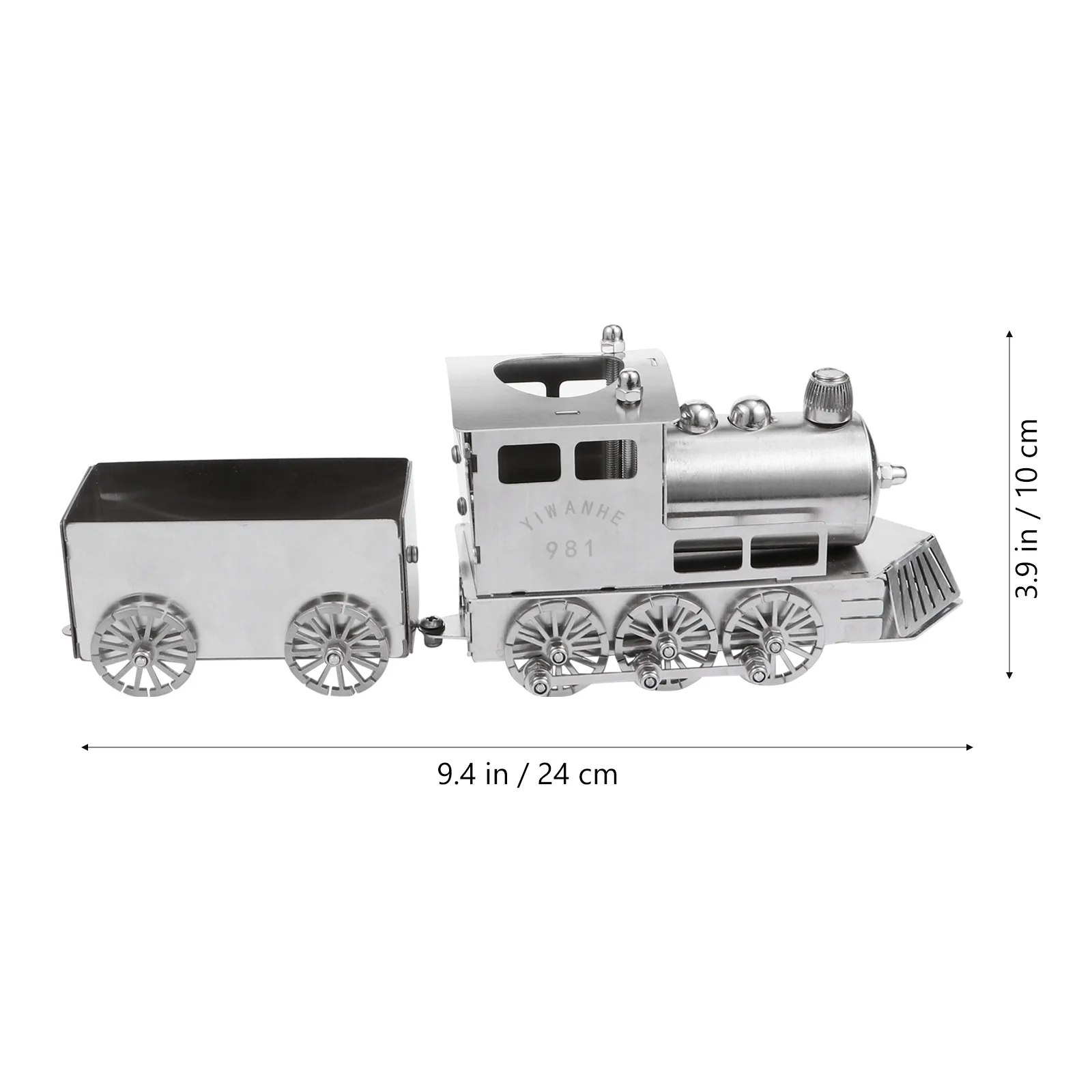 

1 set Retro Train Decor Steam Locomotive Model Ornament Vintage Stainless Steel Trains Desktop Non Remote Control Toy