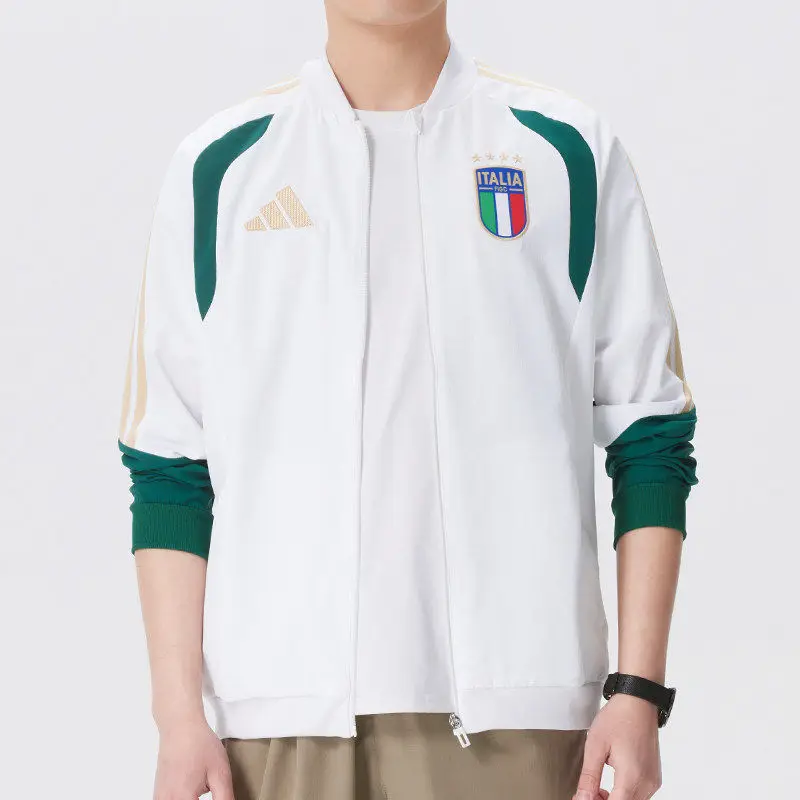 Chaqueta Deportiva Adidas 2026 para Hombre, Equipo de Fútbol de Italia, Chaqueta Deportiva Tejida con Cierre Completo y Cuello Alto, Chaqueta de Entrenamiento de Fútbol JZ9370