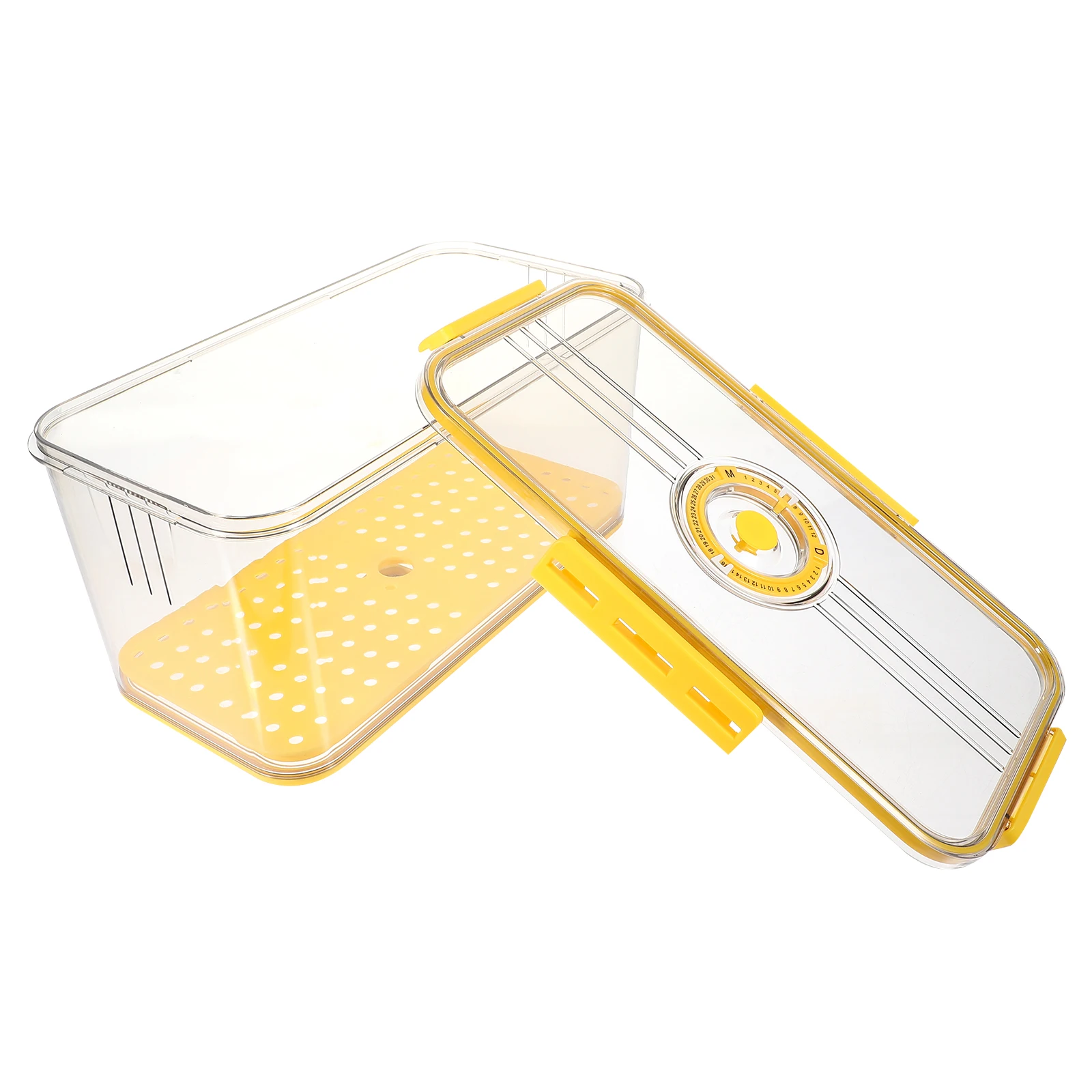 

Crisper Container Fridge Food Containers Kitchen Large 7005 Grey Bread Box Clear Storage Bin Timing Recording Sealed Ring Easy
