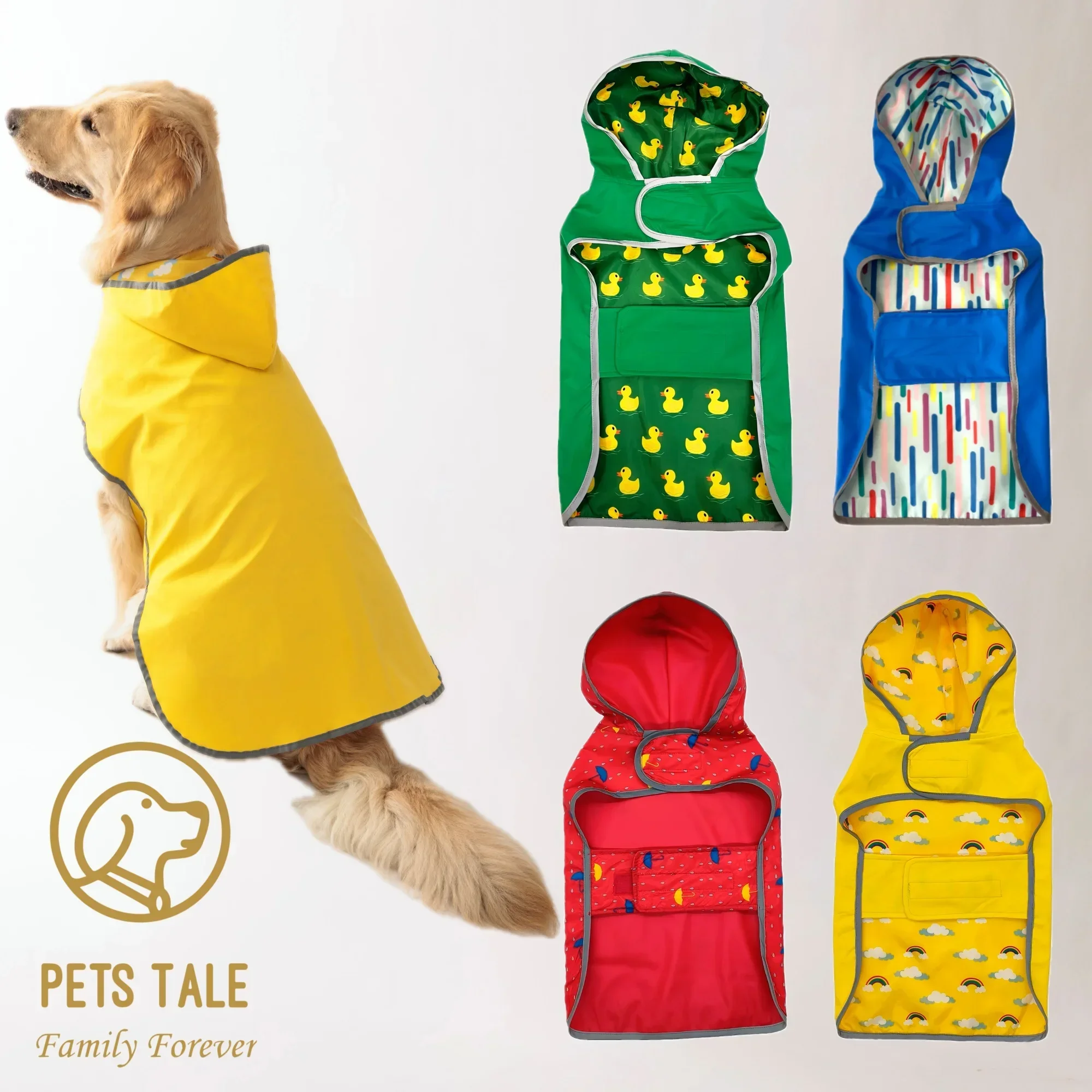 

Keep Your Pup Dry & Stylish: Double-Layer Yellow Raincoat With Two-Way Wear!