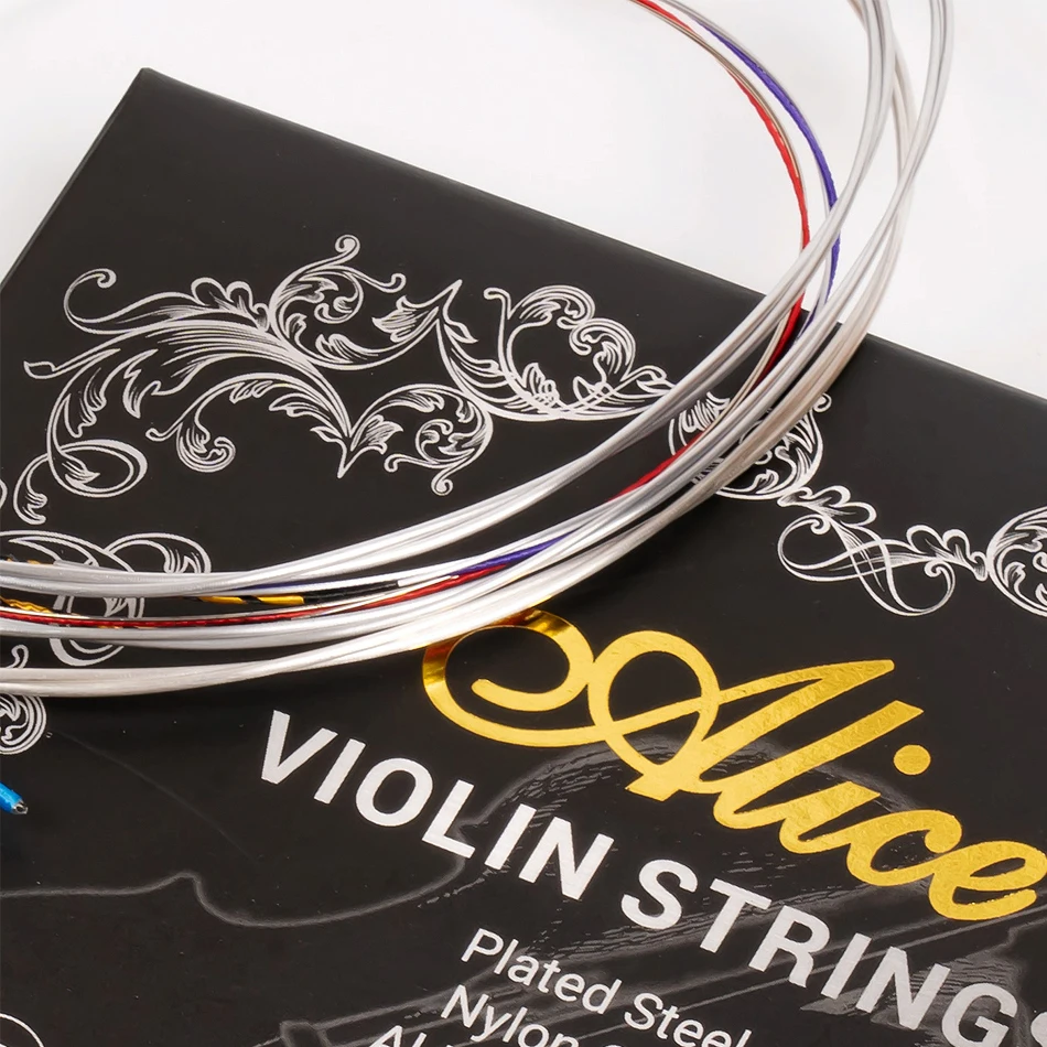 Alice A747 Violin String Set Professional Use Plated Steel Nylon Core Al-Mg Winding Silver Wound for Violin Full Size To 4/4
