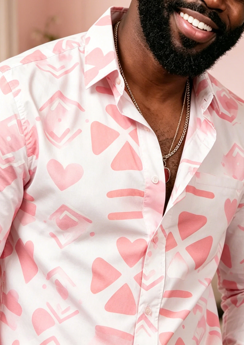 

Mens Spring Arrival Fashion Romantic Long Sleeve Shirt Natural Geometric 3D Printed Shirt Outdoor Casual Party Festival Dress UP