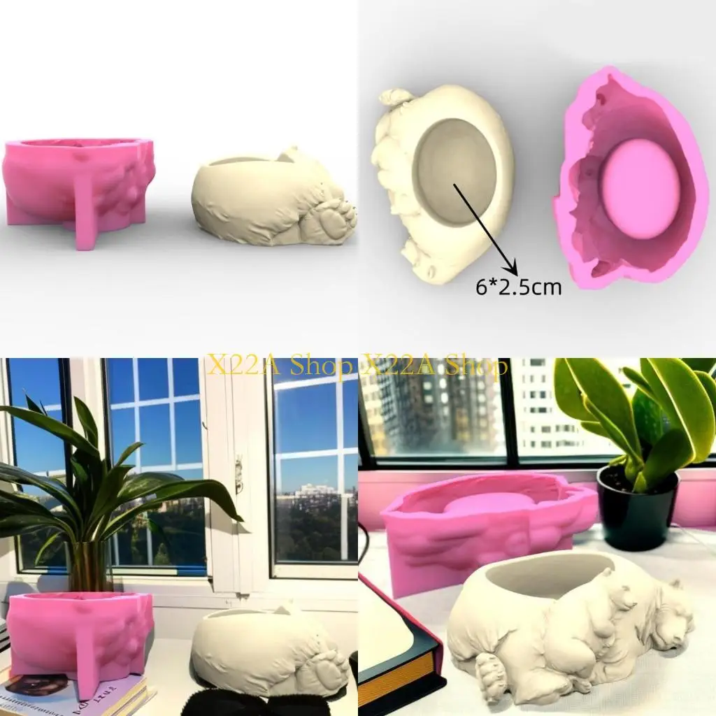 

Unique DIY Flowerpot Silicone Mold Sleeping Animal Shaped Concrete Moulds for Flowerpot