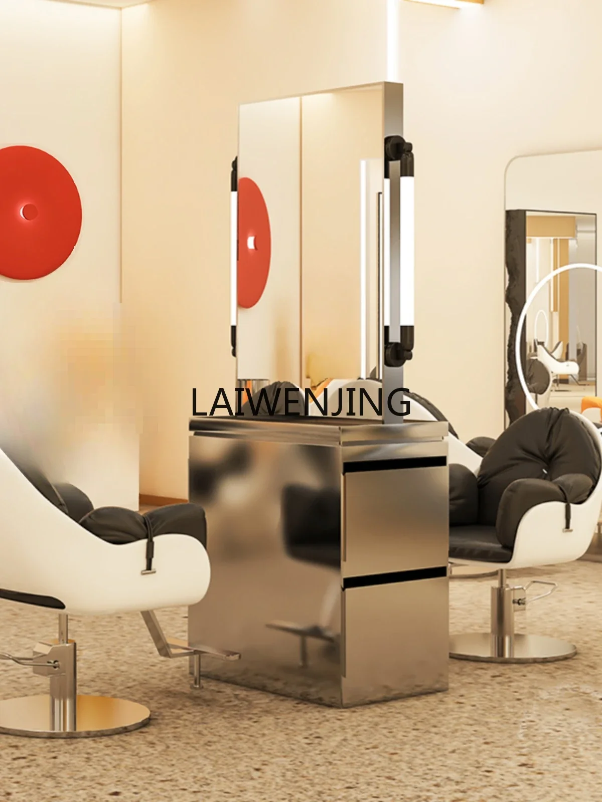 

SGF barber shop mirror table, hair cutting, dyeing and ironing cabinet, integrated mirror