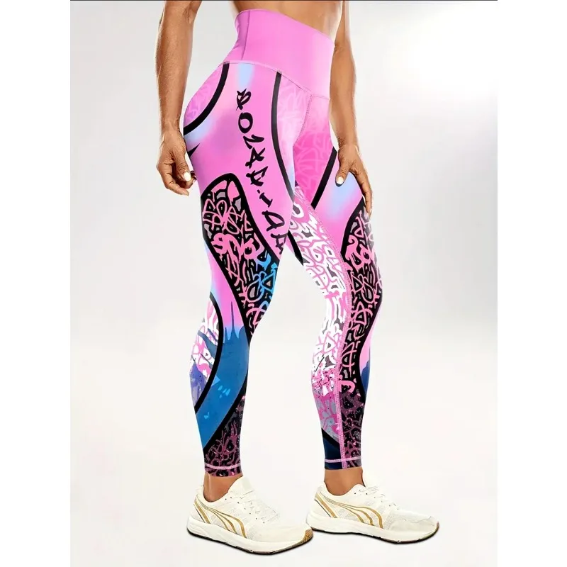 Printed Gym Pants Tight Fitting High Waisted Hip Lifting Leggings High Elasticityslim Fit Sports Fitness Pants Workout Clothes